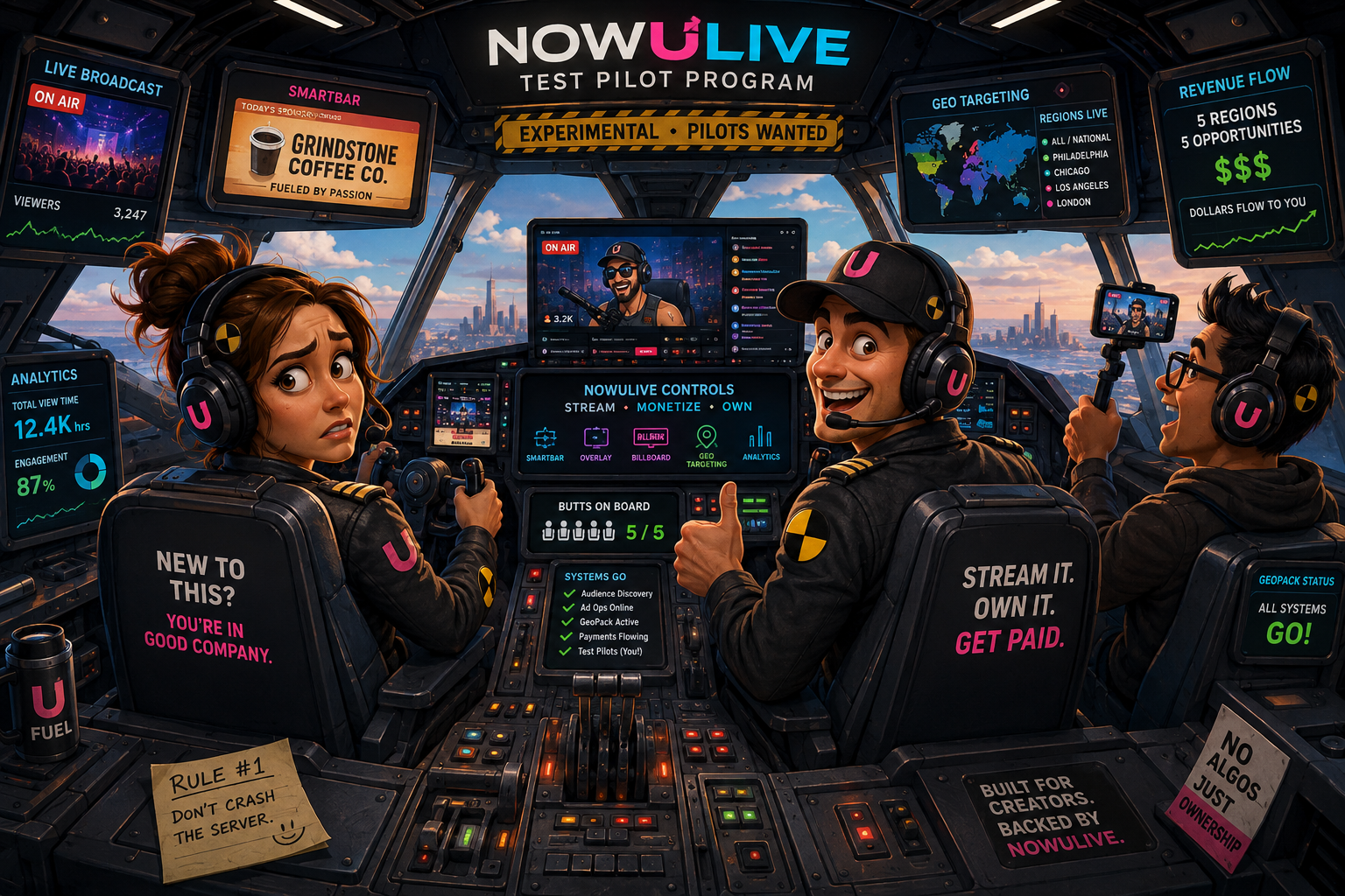 NowULive Test Pilot Program cockpit
